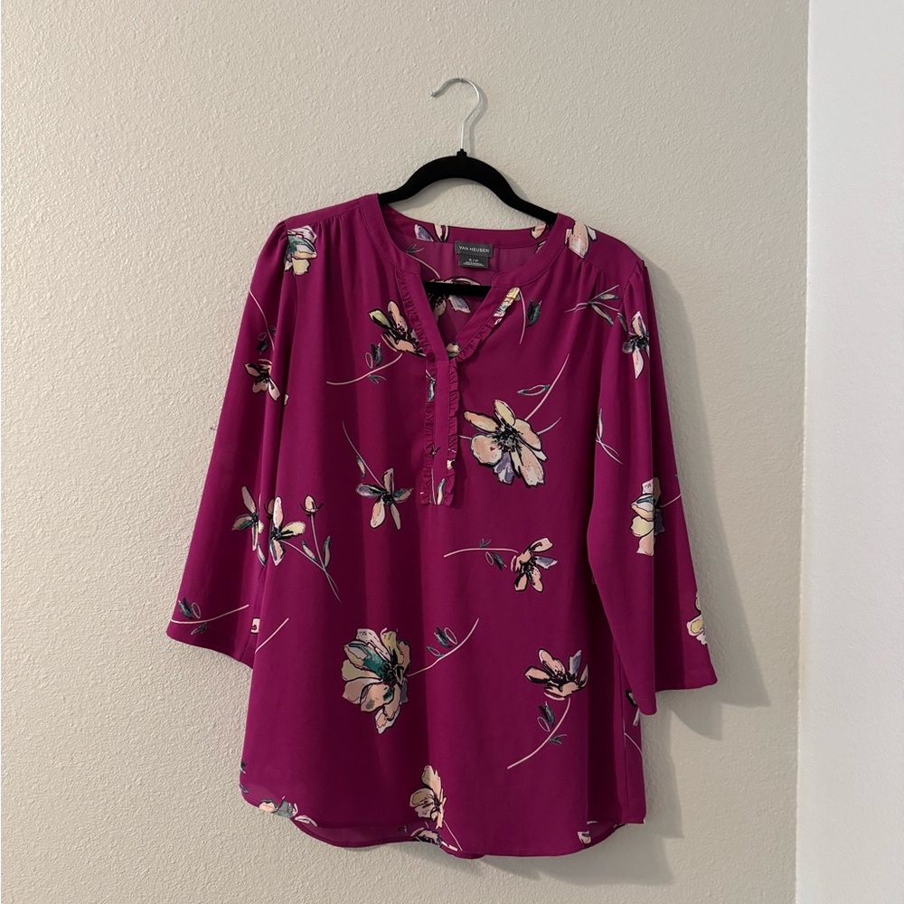 Van Heusen Floral Blouse - Magenta